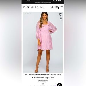 Pink Blush Dot Smocked Maternity Dress